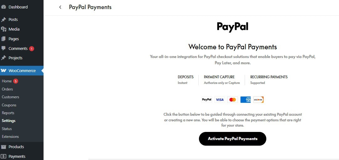 Activate PayPal