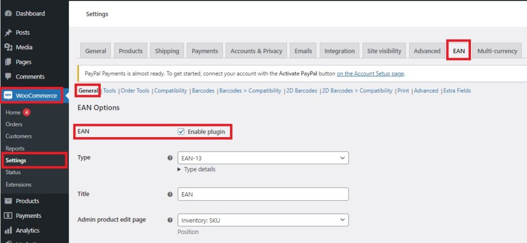 Add GTIN field in WooCommerce - enable the Plugin