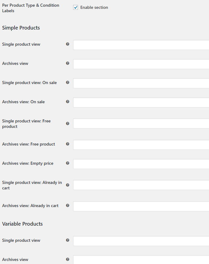 Add to Cart Button Labels for WooCommerce - Per Product Type Options