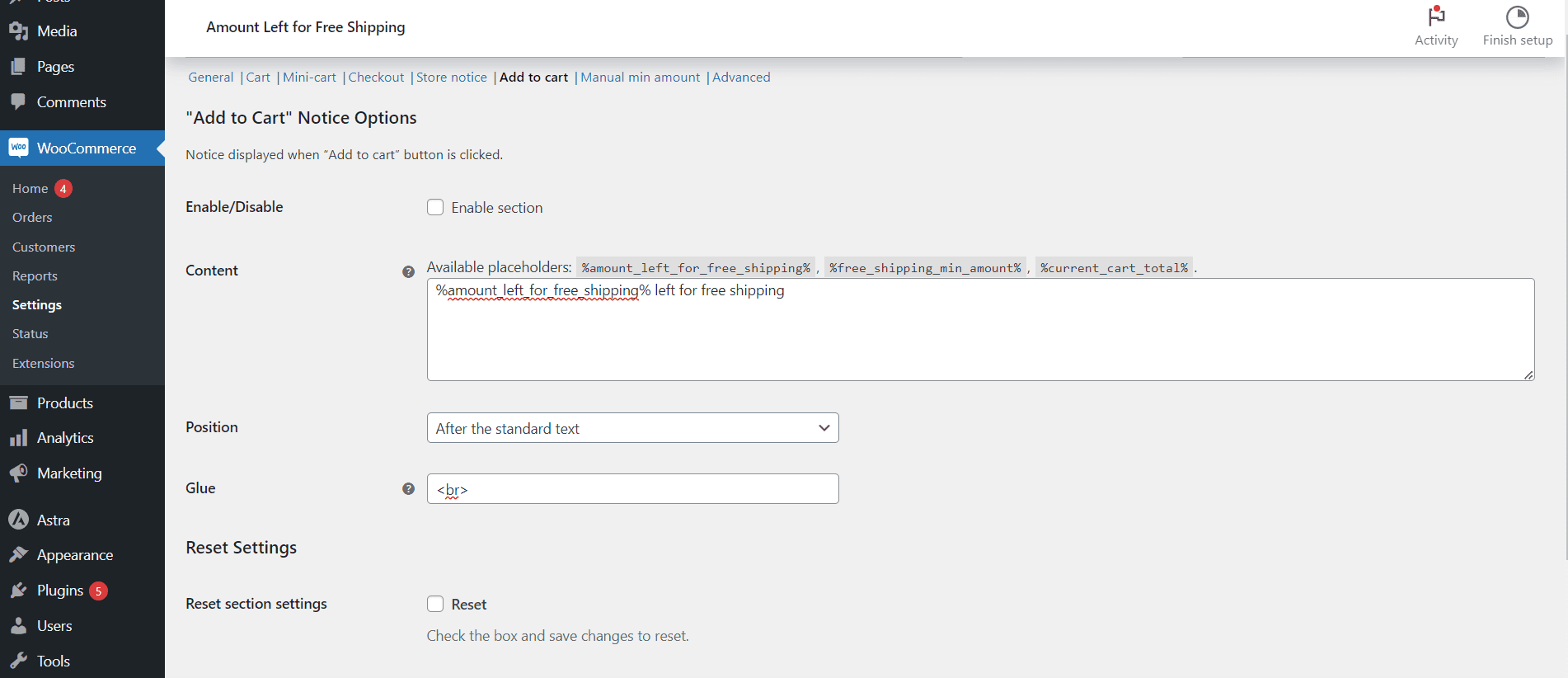 Message after add-to-cart