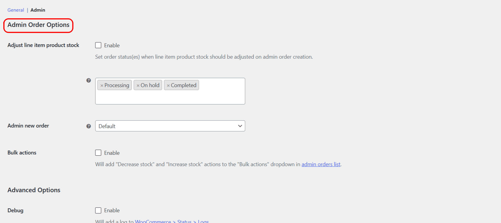Bulk actions option in the Stock Triggers Admin settings