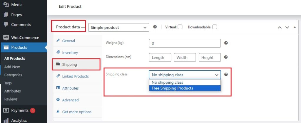 Assign Products to the Shipping Class 3