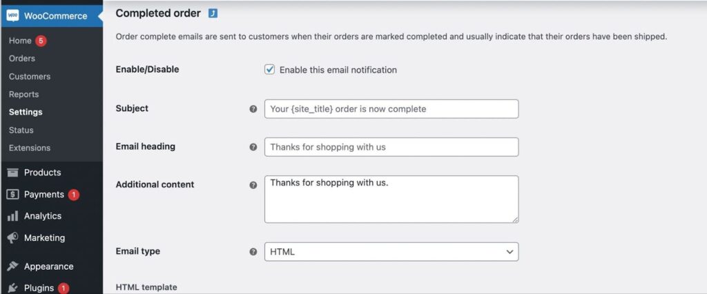 how to customize woocommerce email template