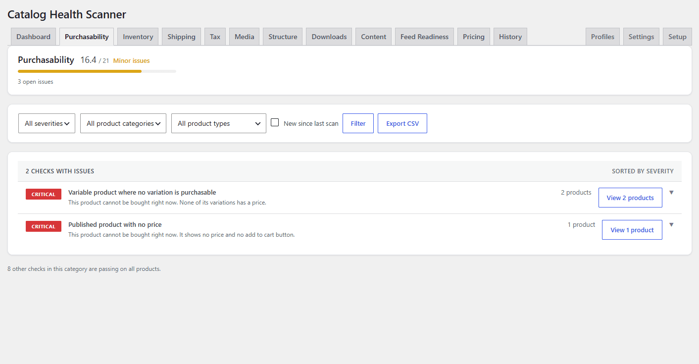 Purchasability tab