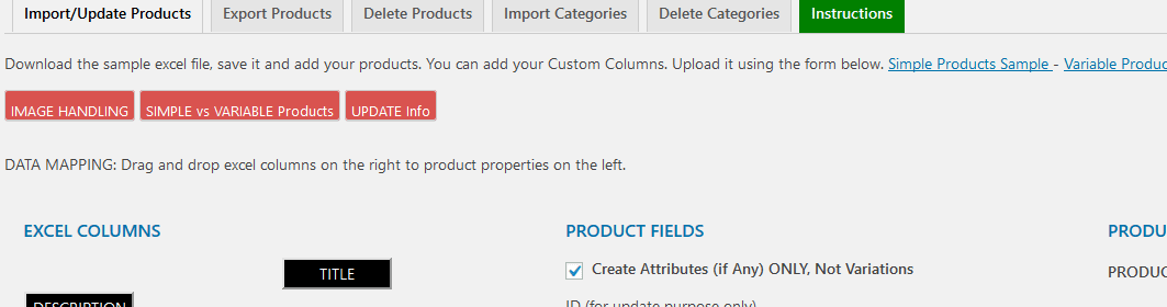 The Create only Simple Product with Attributes, Not Variations checkbox