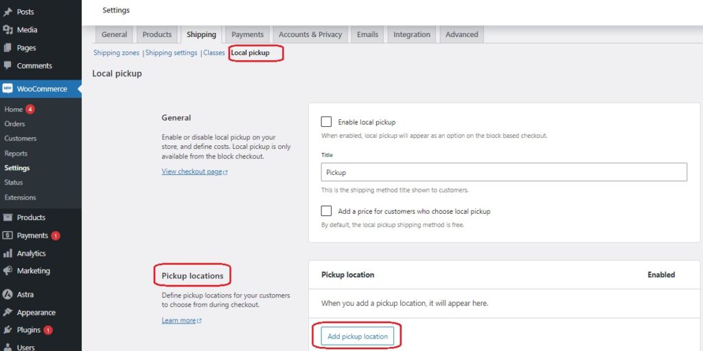 Configure Local Pickup 1