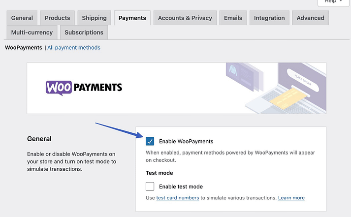 Configure Payment Methods in WooCommerce Payments 1