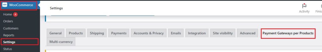 Configuring Basic Settings-Payment Gateways per Products
