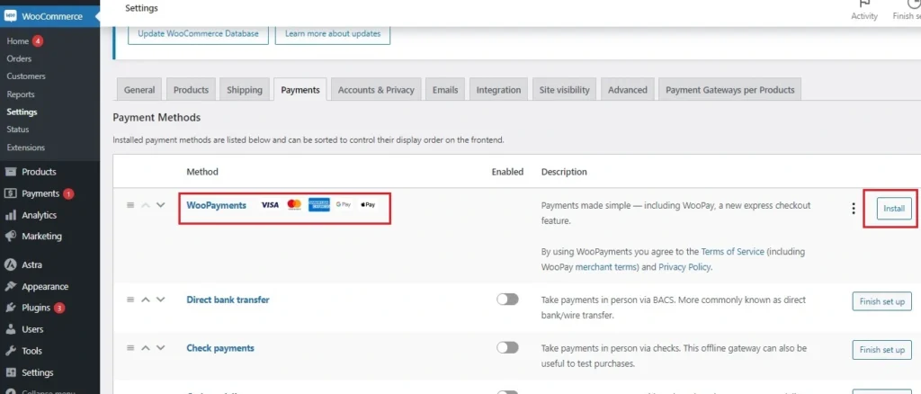 Configuring the Payment Gateway Settings 1