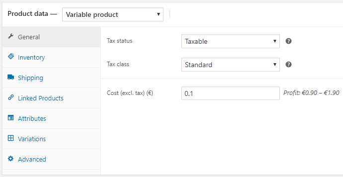 Cost of Goods for WooCommerce - Variable Product Cost Input
