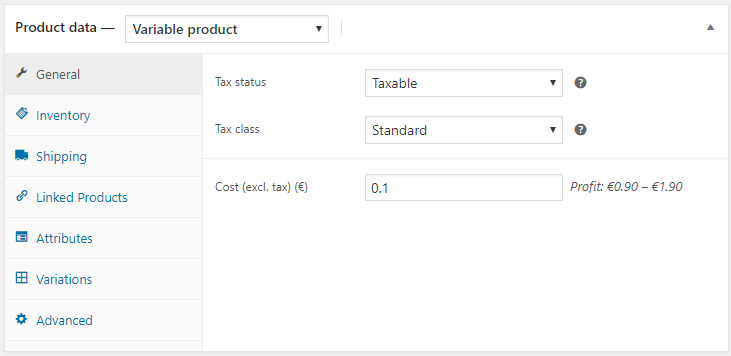 Cost of Goods for WooCommerce - Variable Product Cost Input