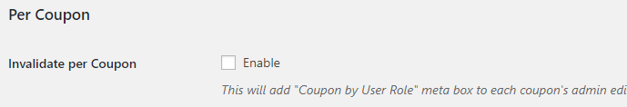 Coupon by User Role for WooCommerce - Admin Settings - Per Coupon