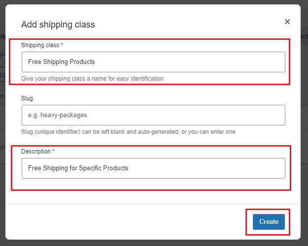 Create a New Shipping Class 2