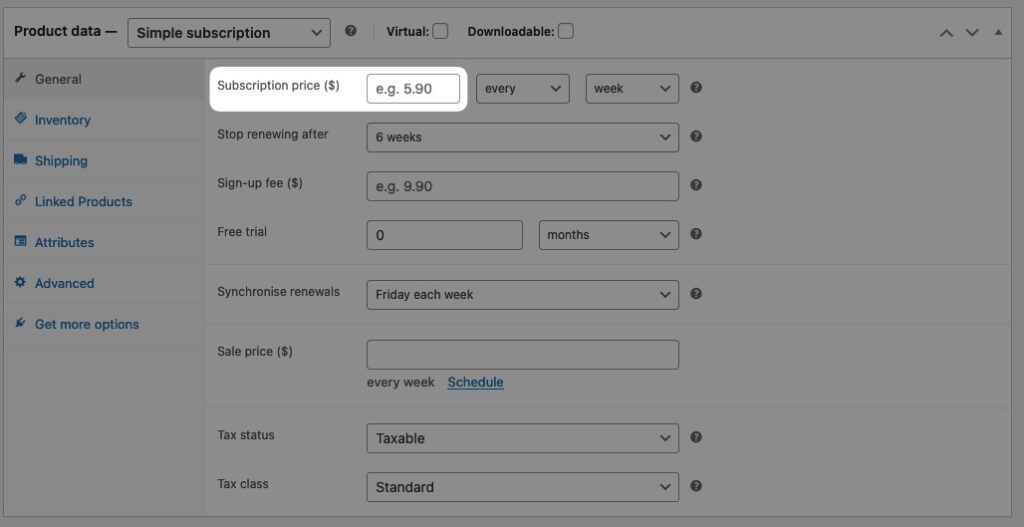 Creating Subscription Products-Subscription price- Recurring Payments in WooCommerce 4