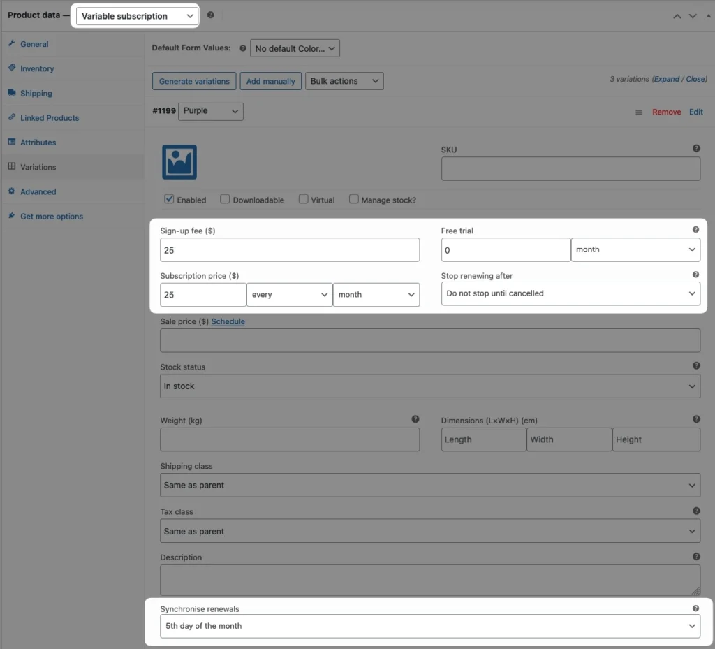 Creating Subscription Products-Variable Subscriptions- Recurring Payments in WooCommerce 3