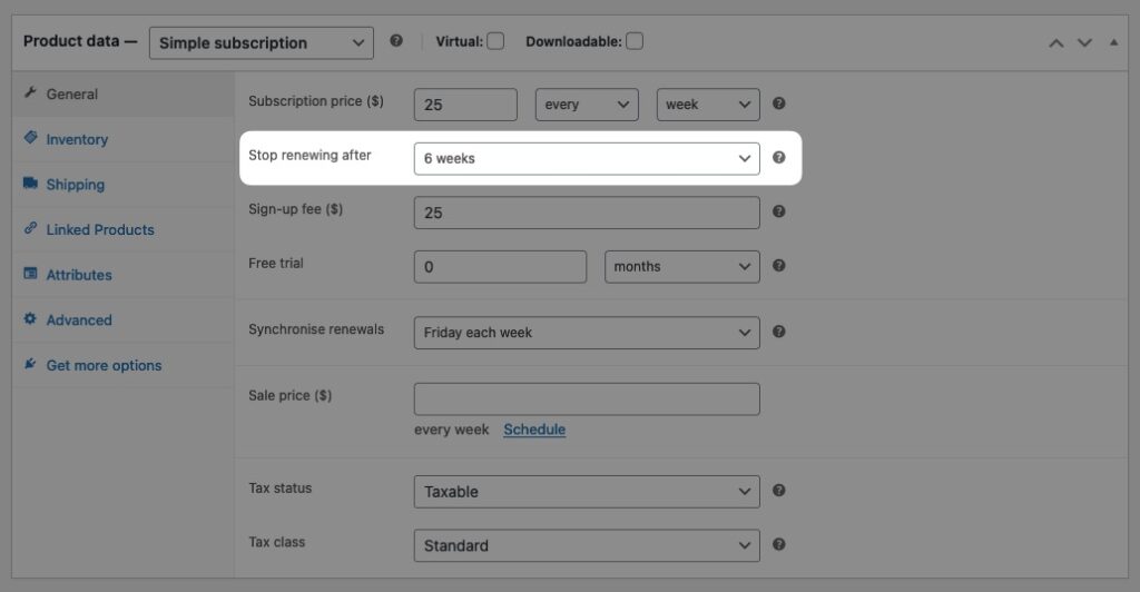 Creating Subscription Products-Subscription length- Recurring Payments in WooCommerce 5