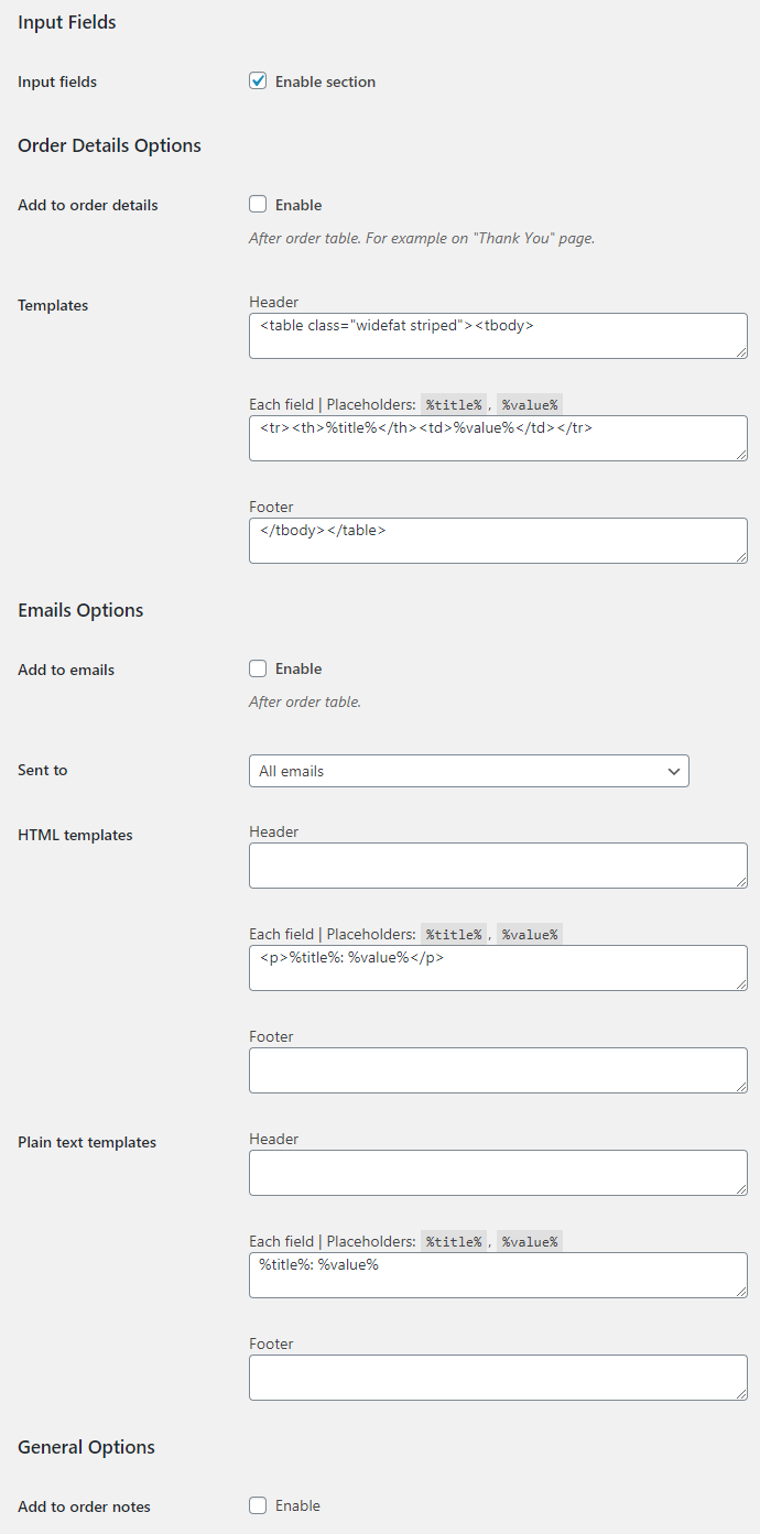 Custom Payment Gateways for WooCommerce - Input Fields Options