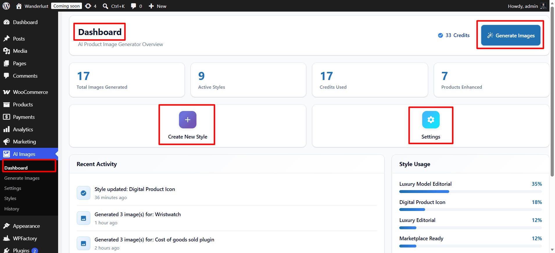 Dashboard ‹ Wanderlust — WordPress 1