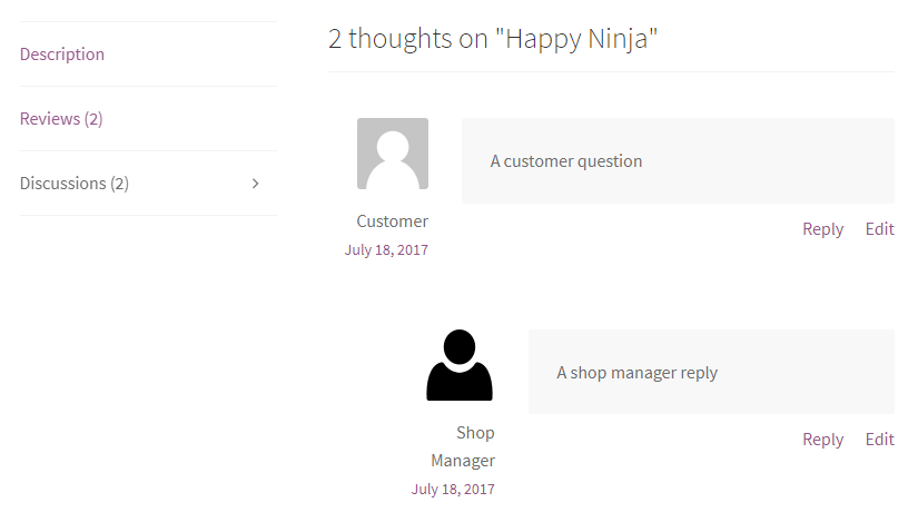 Discussions Tab for WooCommerce - Frontend