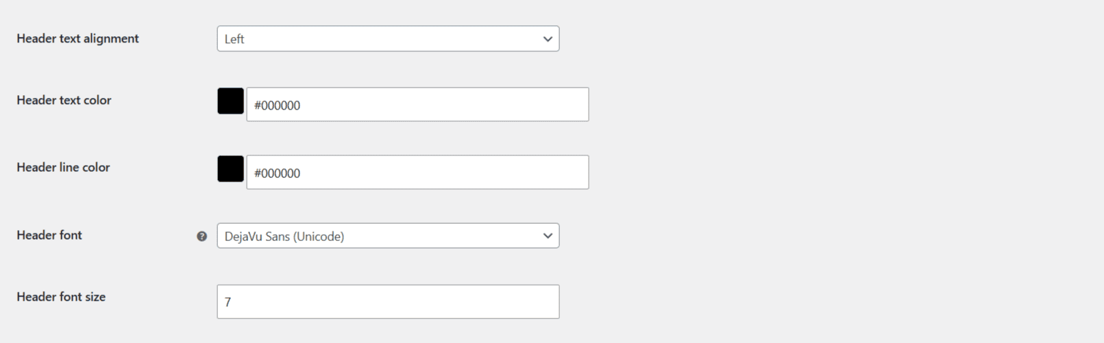 Additional invoice header styling options