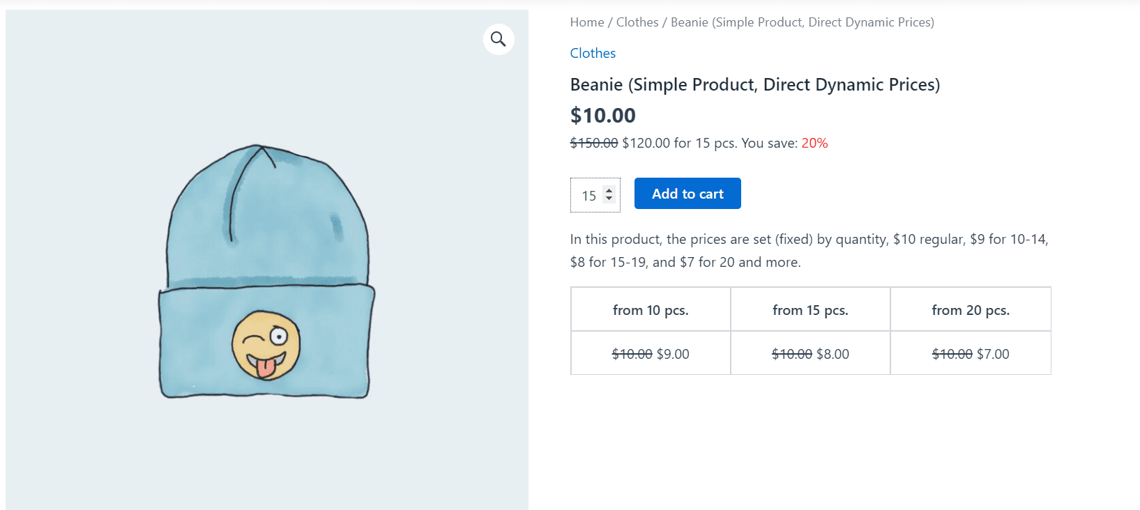 Storefront tiered pricing, view 1