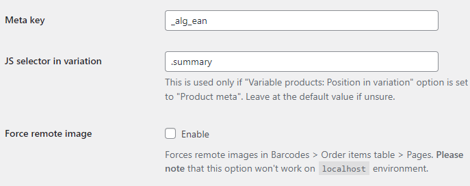EAN and Barcodes for WooCommerce - Advanced Options - General