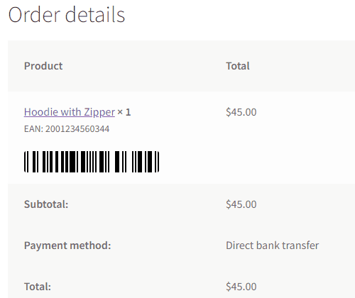 EAN in WooCommerce orders and emails