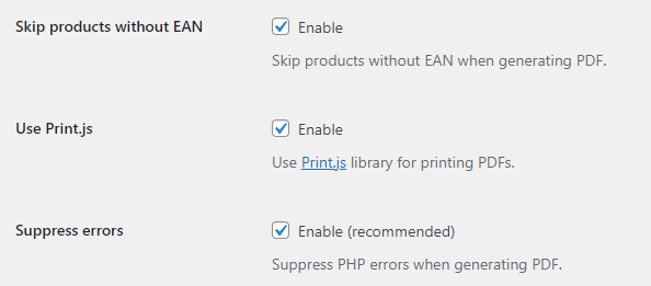 EAN and Barcodes for WooCommerce - Print - Advanced Options