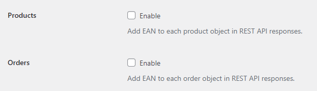 EAN and Barcodes for WooCommerce - REST API