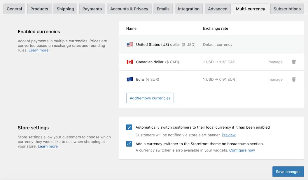 Enable Woocommerce Multi Currency Step 2-1