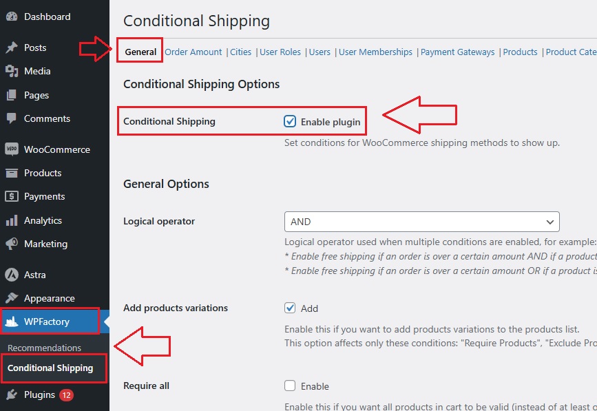 Enable the woocommerce conditional shipping and payments plugin