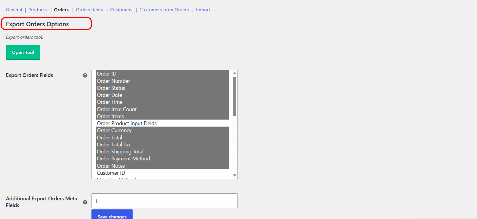Export WooCommerce order fields
