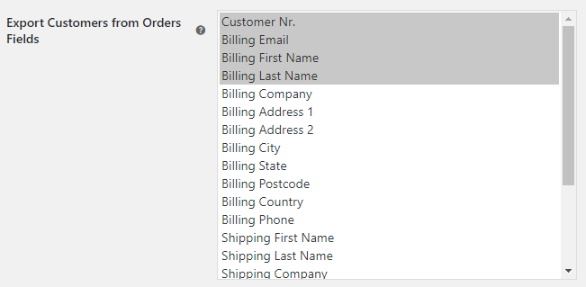 Export WooCommerce - Admin Settings - Export Customers from Orders Options