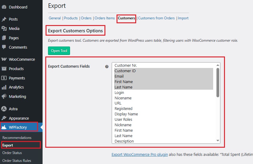 Export WooCommerce Customers - Step 2