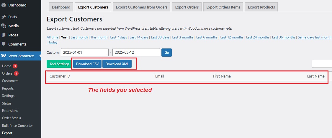 Export WooCommerce Customers - Step 4