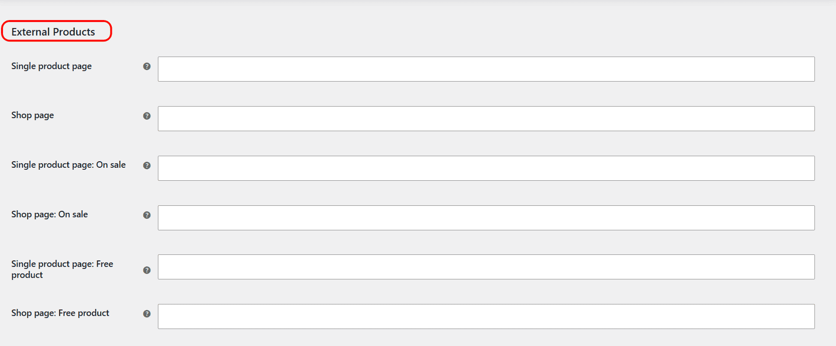 External Products labels in the Add to Cart Button Labels settings