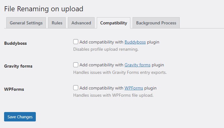 Rename Media Files Compatibility tab