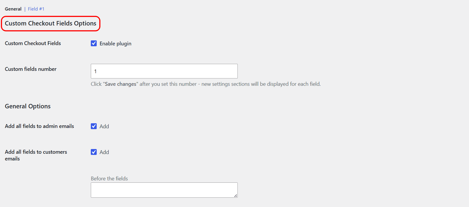 General options for custom checkout fields in emails