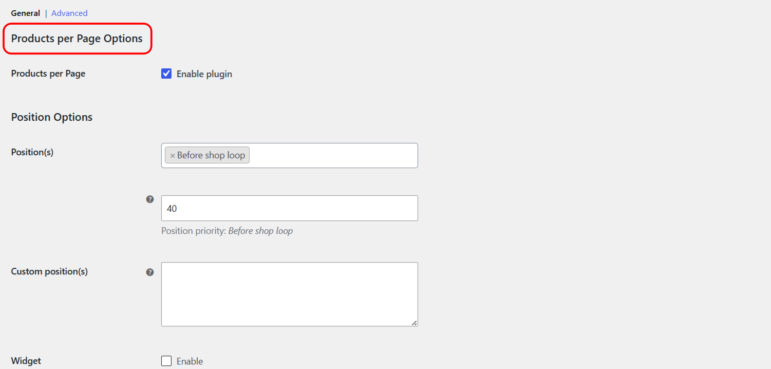Products per Page General settings: enable, positions and template options
