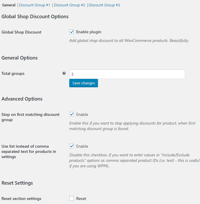 Global Shop Discount for WooCommerce - General Options