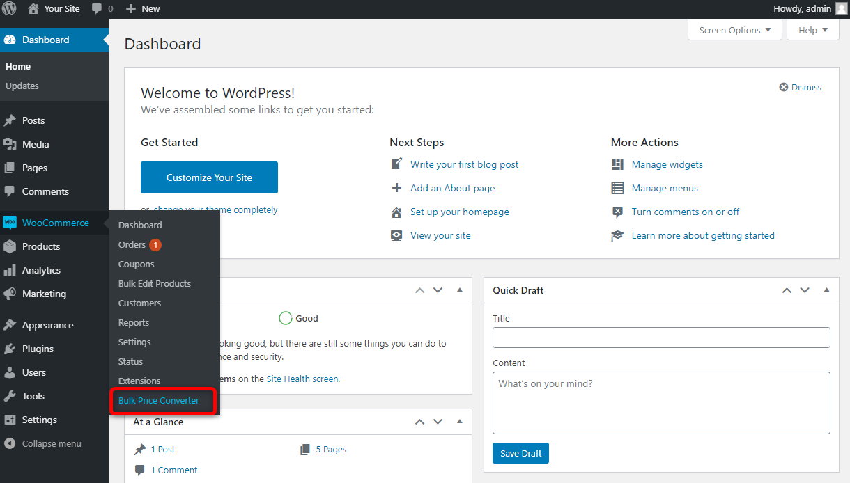 How to Bulk Edit WooCommerce Products - Bulk Price Converter for WooCommerce - Menu