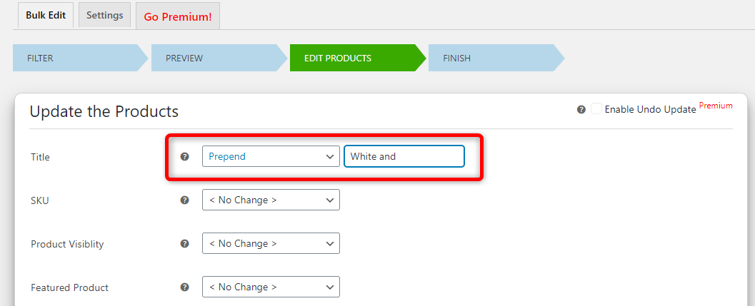 How to Bulk Edit WooCommerce Products - Elex WooCommerce Advanced Bulk Edit - Edit products - Prepend title