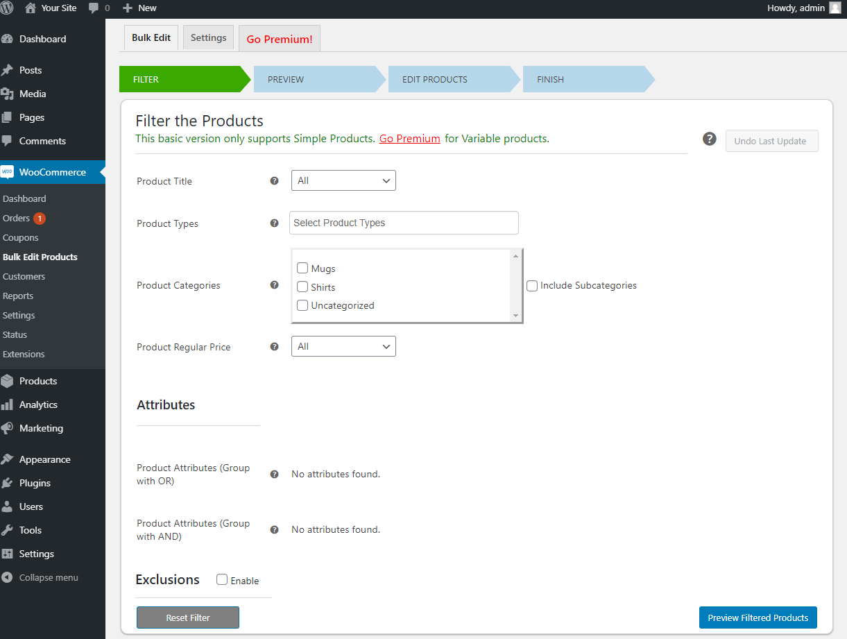 How to Bulk Edit WooCommerce Products - Elex WooCommerce Advanced Bulk Edit - Filter products