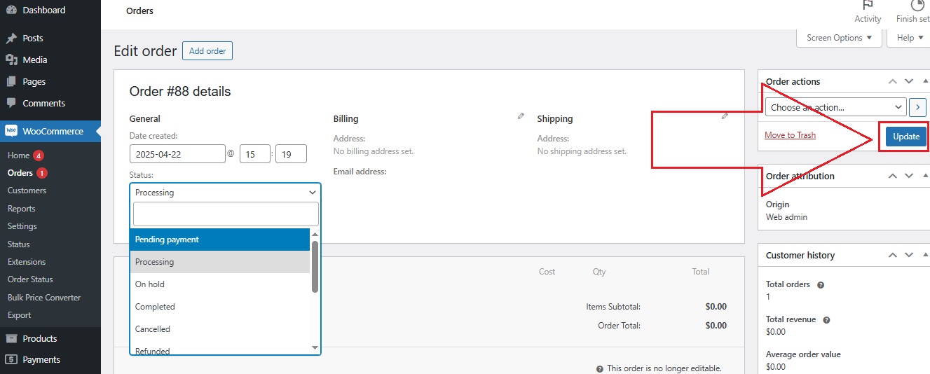 How to Change Order Status in WooCommerce step 5