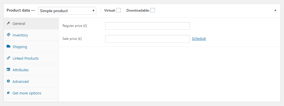 How to Get Started with WooCommerce - Setting up a product - Tabs - General