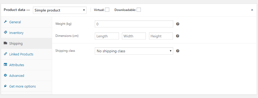 How to Get Started with WooCommerce - Setting up a product - Tabs - Shipping