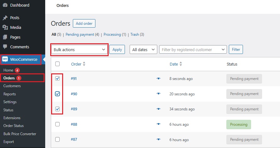 How to Update Multiple Order Statuses at Once - step 1,2,3