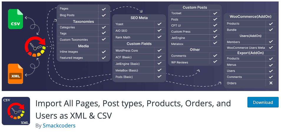 Import as XML CSV