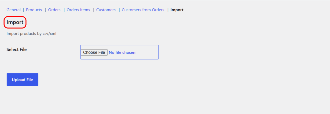 Export WooCommerce product import screen