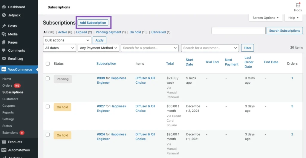 Managing Subscription Plans- Recurring Payments in WooCommerce 1